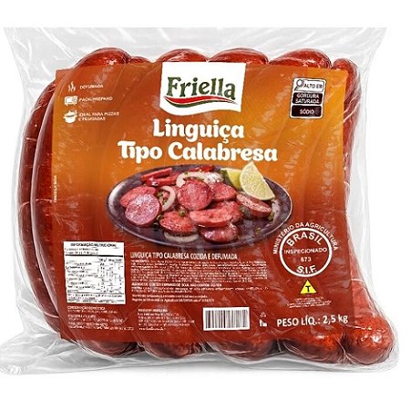 Linguiça Tipo Calabresa Friella 2,5kg Linha D - Caixa 10 Kg