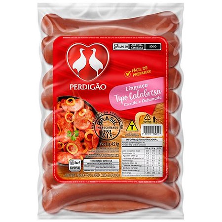 Linguiça Calabresa Defumado Curva Perdigão Linha D - Caixa 18 kg