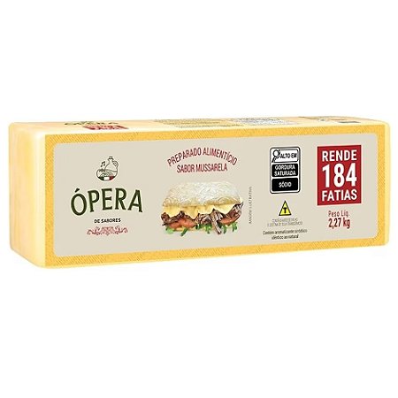 Preparado Sabor Mussarela Fatiado Resfriado Ópera 2,27 Kg / Forn. Classe D - Caixa 11,35 Kg