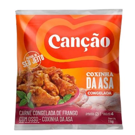 Coxinha da Asa Frango Congelada Individualmente 1kg Canção / Forn. Classe D - Caixa 10 Kg