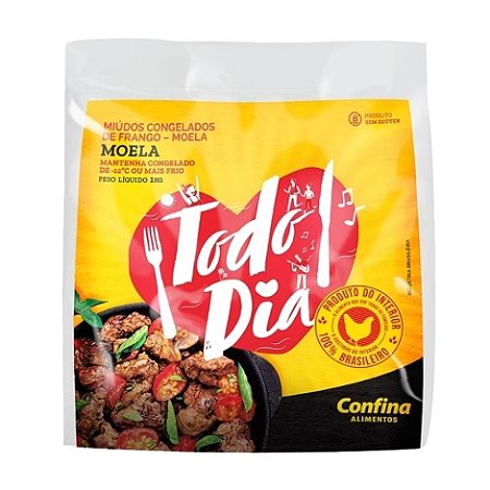 Moela de Frango Congelada Confina Alimentos 1kg / Forn. Classe D - Caixa 18 Kg