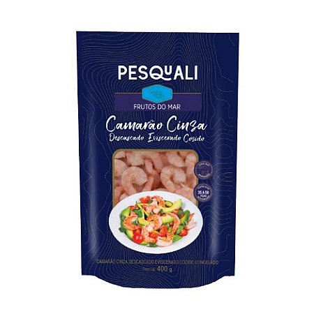 Camarão Cinza Descascado Eviscerado Cozido Congelado 400g 35/50 / Forn. Classe D - Caixa 10 unidades