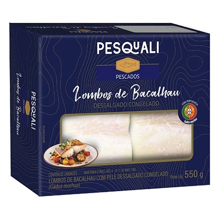 Lombo Bacalhau Dessalgado Pesquali 550g / Forn. Classe D - Caixa 12 unidades