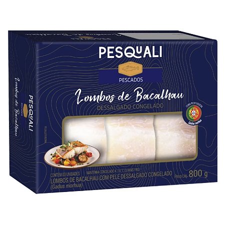 Lombo Bacalhau DesSalgado Pesquali 800g / Forn. Classe D - Caixa 12 unidades