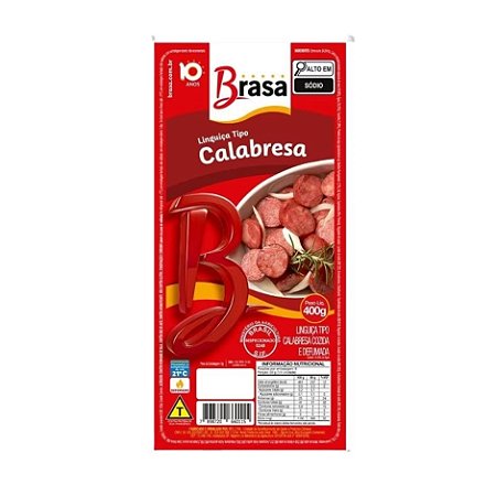 Linguiça Tipo Calabresa Resfriada Brasa 400g Linha D - Caixa 20 unidades