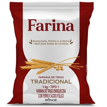 Farinha Trigo Tipo1 Farina 1kg / Forn. Classe D - Caixa 10 unidades