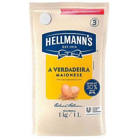 Maionese Doypack Hellmanns 1kg / Forn. Classe D - Caixa 10 unidades