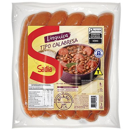 Linguiça Tipo Calabresa Sadia 2,5Kg Linha D - Caixa 12,5 kg