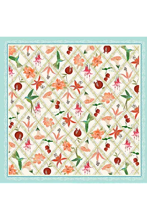 Lenço Sonho Florido em cetim de poliéster | 70x70cm