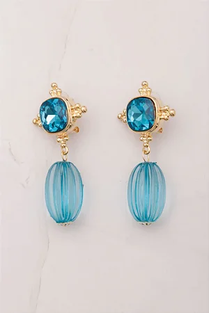 Brinco Pedra Gota Pendurada AZUL