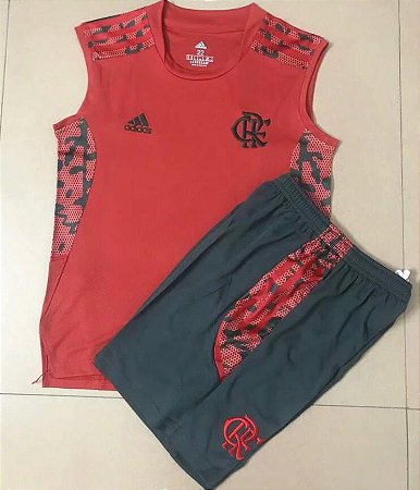 Conjunto Infantil (Camisa regata + Shorts) Flamengo 2021 (treino-vermelho)