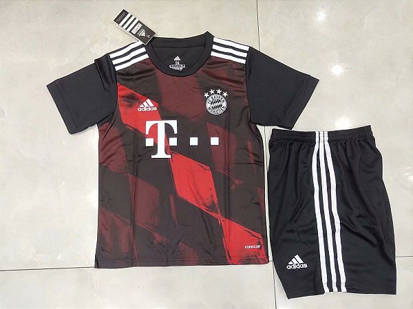 Conjunto Infantil Camisa Shorts Bayern Munich 2020 2021 Third Uniforme 3 Acervo Das Camisas