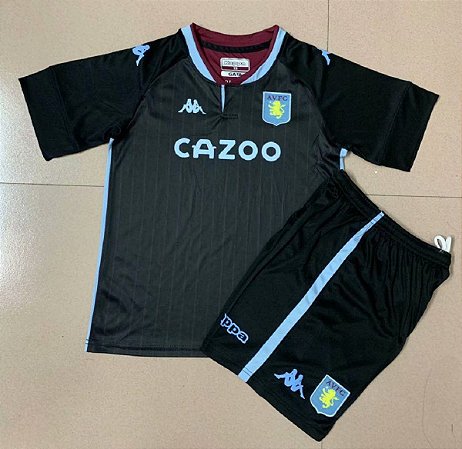 Conjunto Infantil (Camisa + Shorts) Aston Villa 2020-2021 (Away-Uniforme 2)  - ACERVO DAS CAMISAS