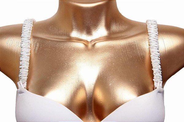 Alças de Sutiã branca com canutilhos brancos furtacor