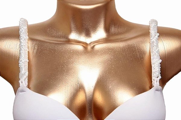 Alças de Sutiã branca com vidrilhos brancos