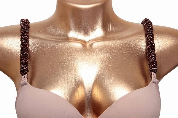 Alças de Sutiã marrom com canutilhos e missangões