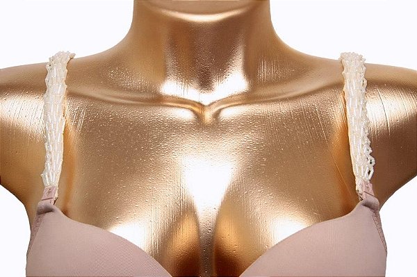 Alça de sutiã cor pérola com canutilhos