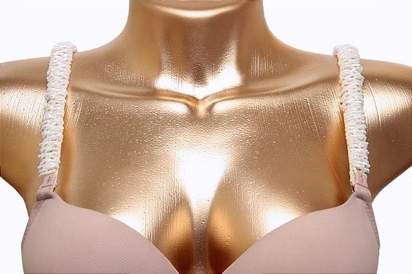 Alça de sutiã pérola com vidrilhos espelhados