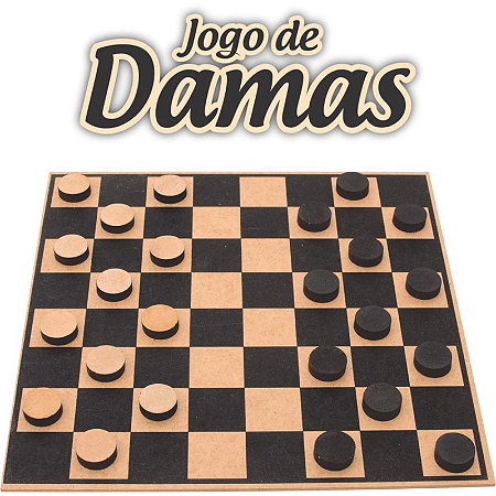 Jogo de Damas - 25 Peças em Madeira - Aquarela