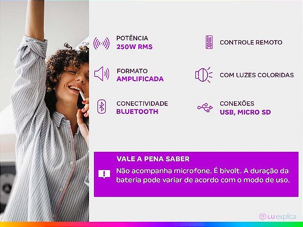 Caixa de Som Bluetooth Lenoxx CA 445 Portátil - Bivolt