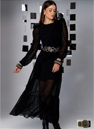 Vestido Tule com Cinto