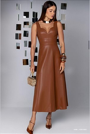 Vestido Midi Couro Ecológico