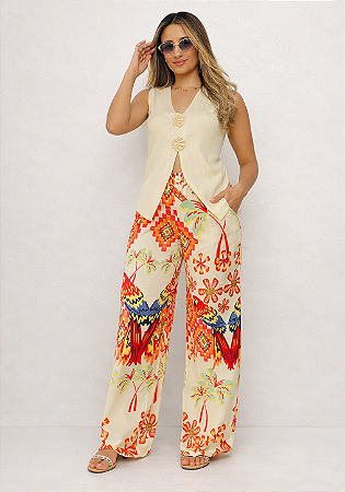 Calça Estampada em Viscose