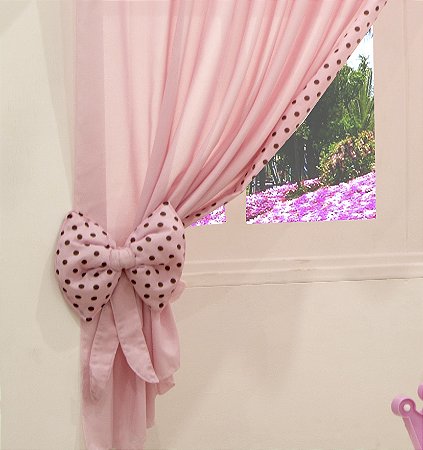 Cortina para quarto Ursinha Rosa 2 metros