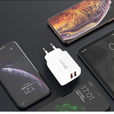 Fonte Carregador Celular Duas Entradas USB 2.1A Hrebos CRG-214