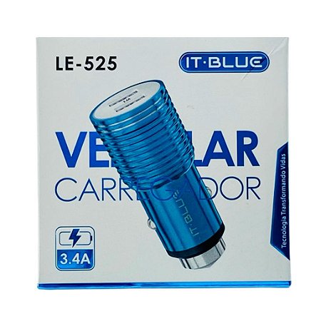 Fonte Veicular IT Blue Duas Entradas USB 3.4A LE-525