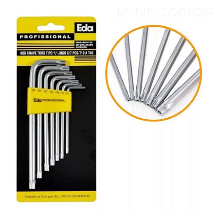Chave Torx Jogo T10 T40 7PÇ EDA