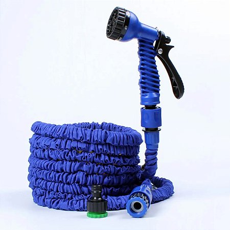 Mangueira Jardim Expansível 30 Metros Resistente Jatos Cor:Azul