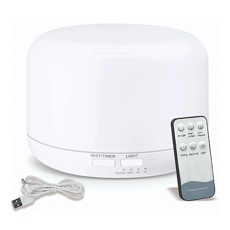 Difusor Elétrico Aroma Ultrassônico Com Led 300 ml Branco