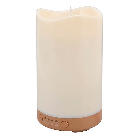 Difusor Umidificador Formato Vela Luz LED RGB Aroma