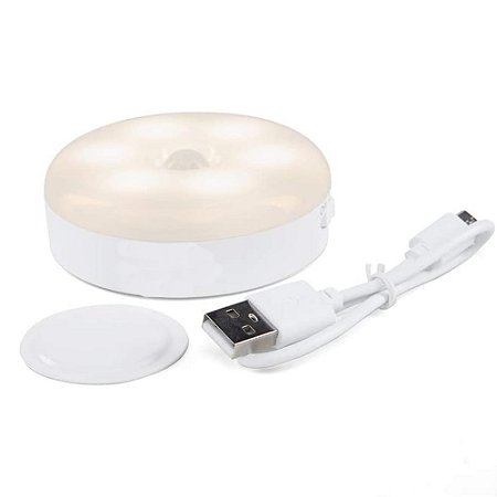 Luminária Recarregável LED Sem Fio Sensor Presença Carregamento USB