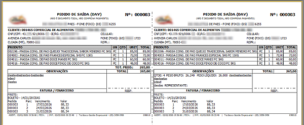 Relatório (Layout) Pedido Saida meia folha (090010)