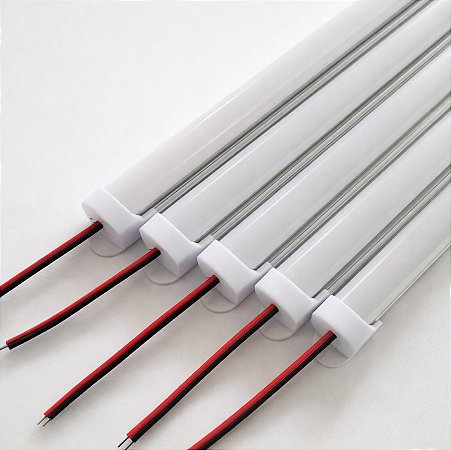 BARRA LED 4014 - 12v - 6000K - BRANCO FRIO - 100cm - 28w - COM CALHA DE PROTEÇÃO LEITOSA