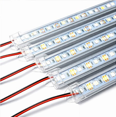 BARRA LED 4014 - 24v - 6000K - BRANCO FRIO - 50cm - 14w - COM CALHA DE PROTEÇÃO TRANSPARENTE