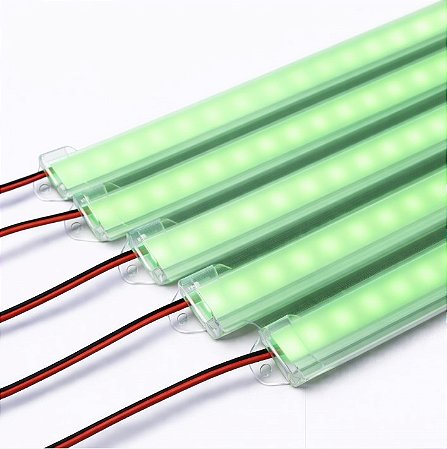 BARRA LED 5054 - 12v - VERDE- 25cm - 4,5w - COM CALHA DE PROTEÇÃO LEITOSA