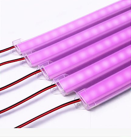 BARRA LED 5054 - 12v - ROSA - 75cm - 13,5w - COM CALHA DE PROTEÇÃO LEITOSA