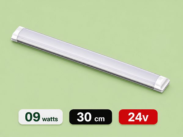 LUMINÁRIA LED SLIM 24 VOLTS - 09 WATTS - 30 CM - 6500K - BRANCO FRIO