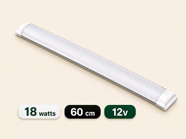 LUMINÁRIA LED SLIM 12 VOLTS - 18 WATTS - 60 CM - 6500K - BRANCO FRIO