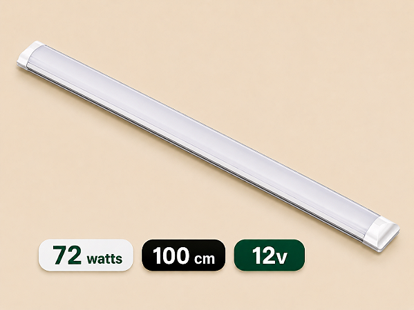 LUMINÁRIA LED SLIM 12 VOLTS - 72 WATTS - 100 CM - 6500K - BRANCO FRIO