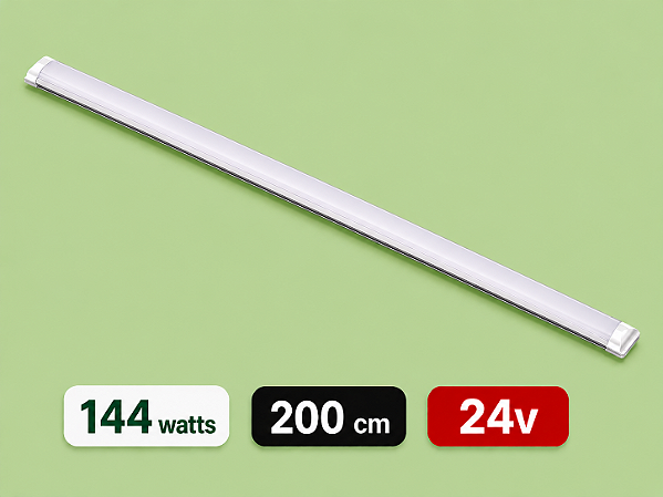 LUMINÁRIA LED SLIM 24 VOLTS - 144 WATTS - 200 CM - 6500K - BRANCO FRIO