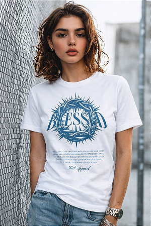 Camiseta Básica Feminina Estampa Blessed