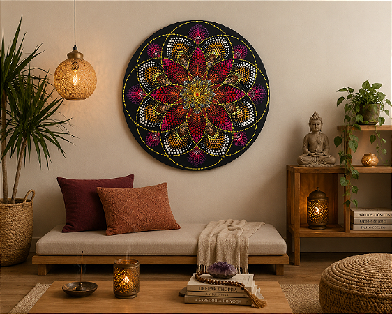 Mandalas em MDF Pintadas à Mão com Pontilhismo