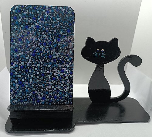 Porta-Celular Artesanal em MDF – Pintura em Pontilhismo