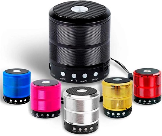 Caixa de Som Bluetooth Portátil WS-887 USB SD MP3 Recarregável
