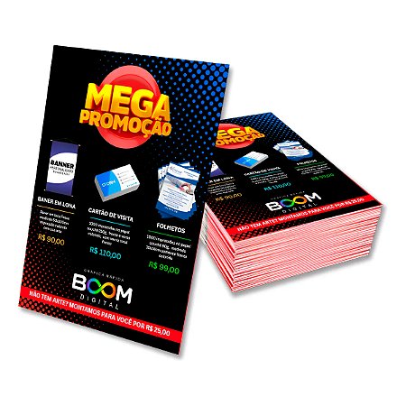 Folheto 10 x 14,8CM(A5) com Impressão Colorida na Frente no papel Couchê Brilho 115g
