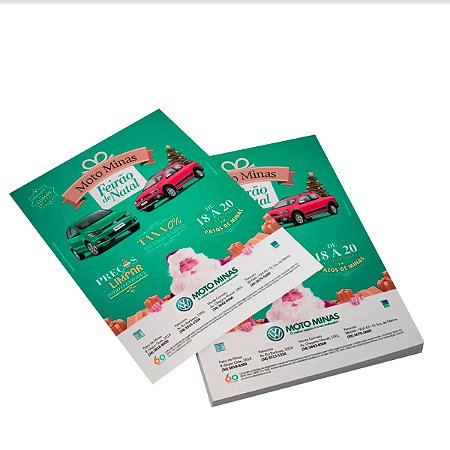 Folheto 20 x 28CM com Impressão Colorida na Frente e Verso no papel Couchê Brilho 90g